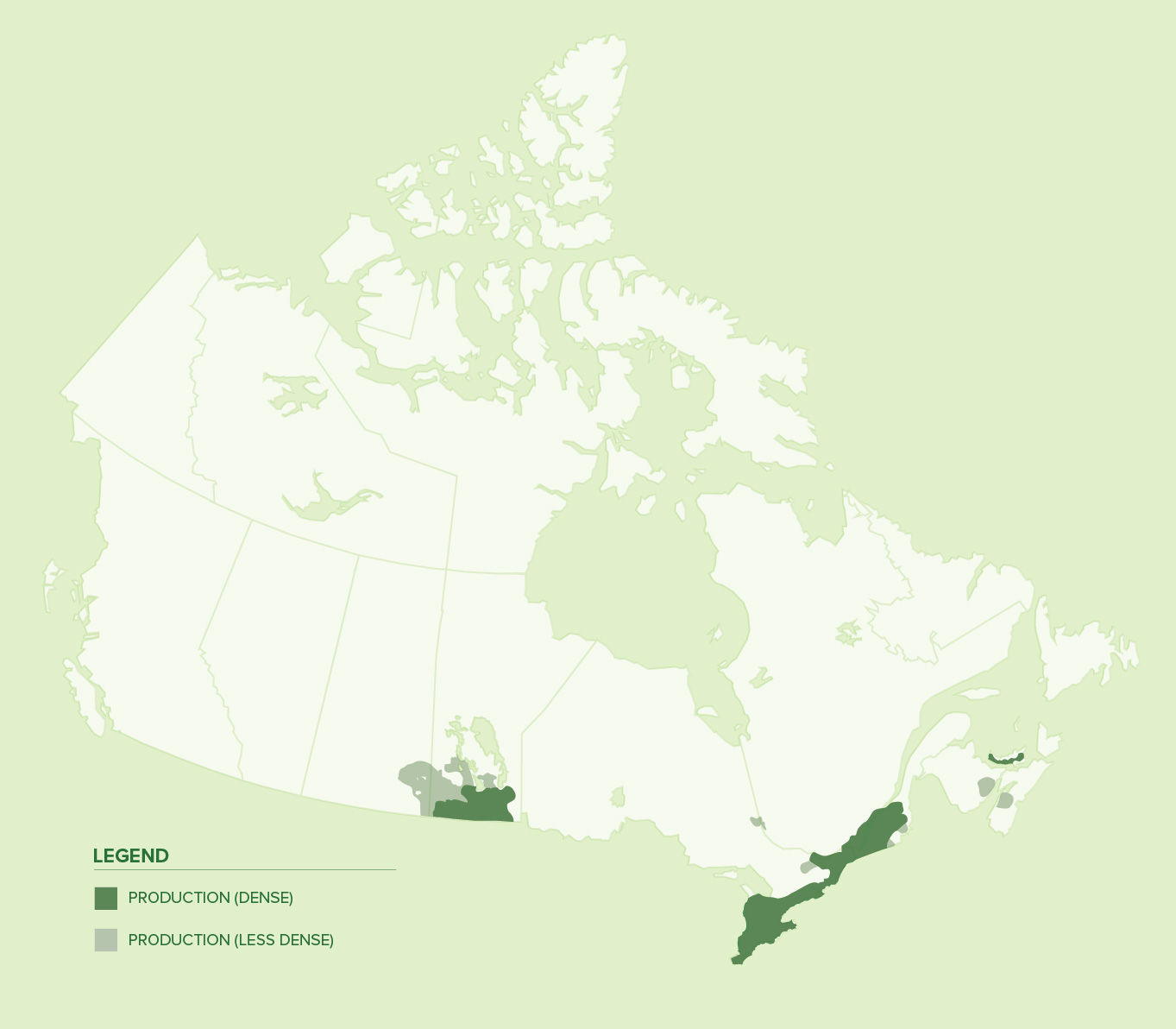 Soybean Growing Areas in Canada